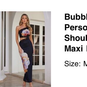 Bubbly Personality One Shoulder Mesh Maxi Dress Black